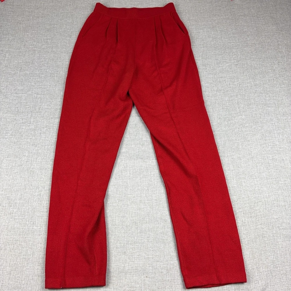 Vintage St John Collection Marie Gray Santana Knit Pants Womens 8 Red Pleated